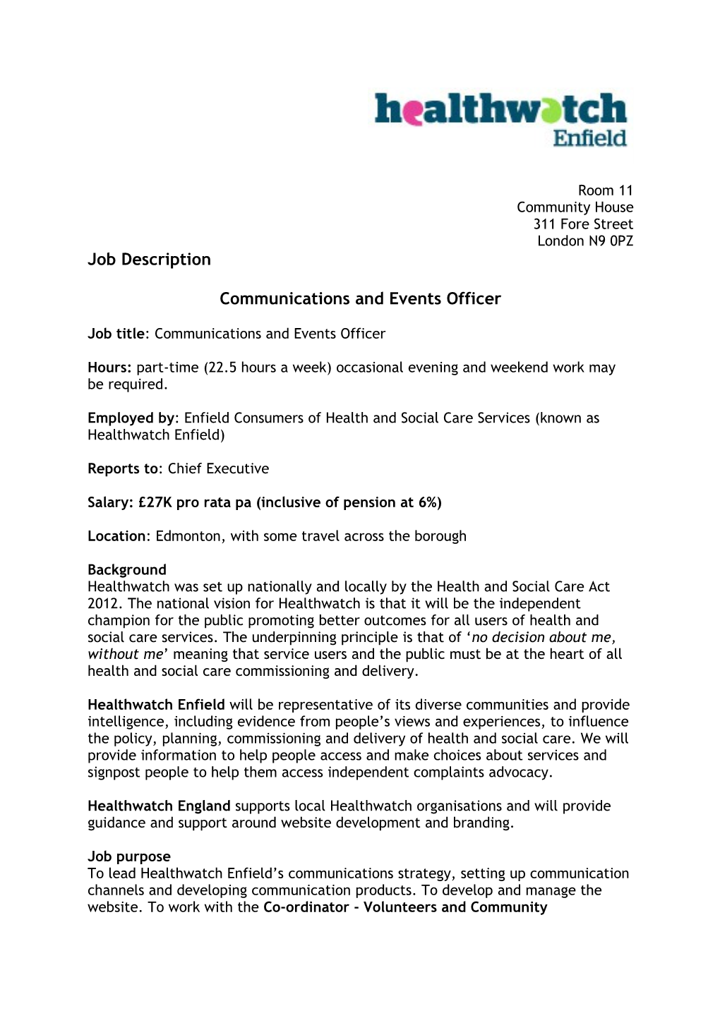 Communications and Events Officer