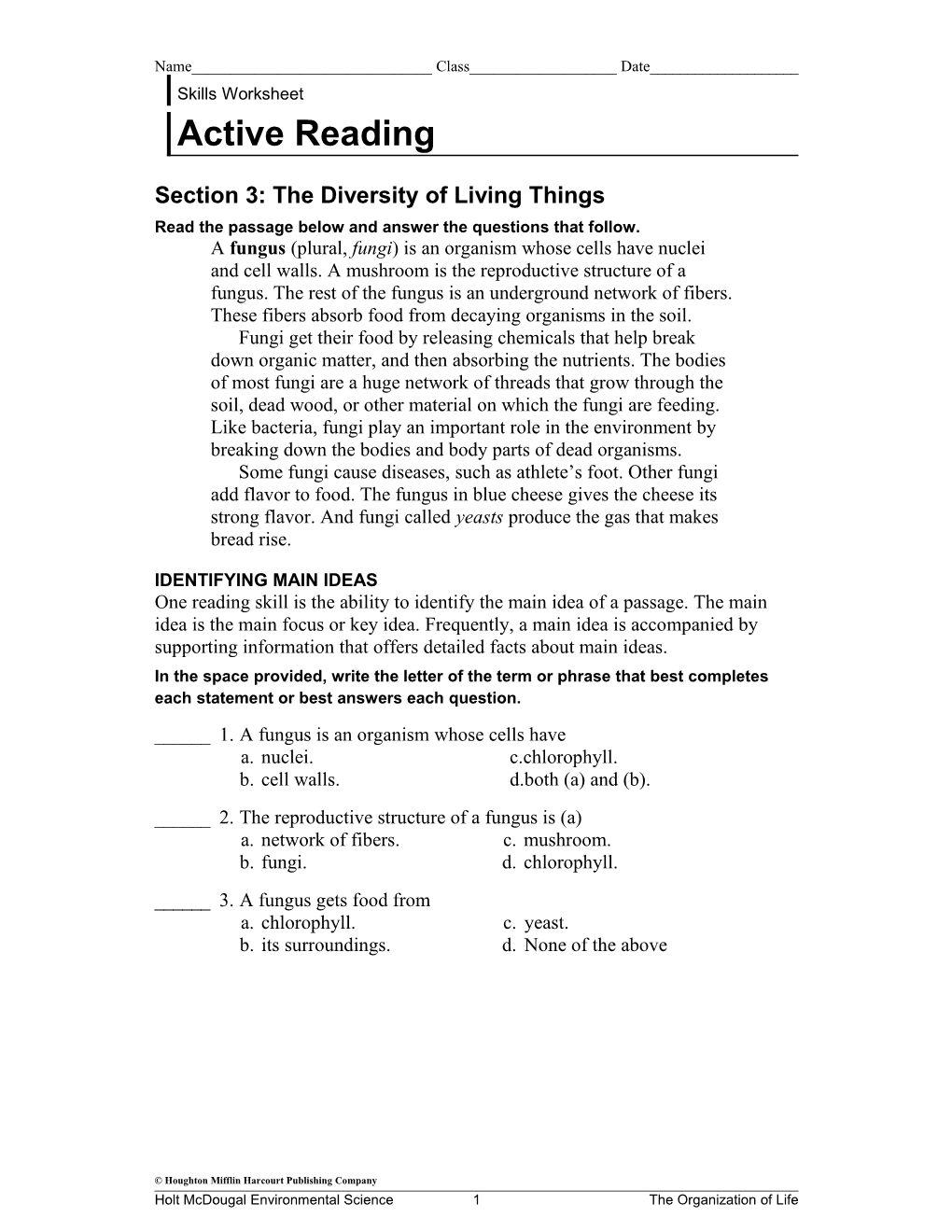 Section 3: the Diversity of Living Things