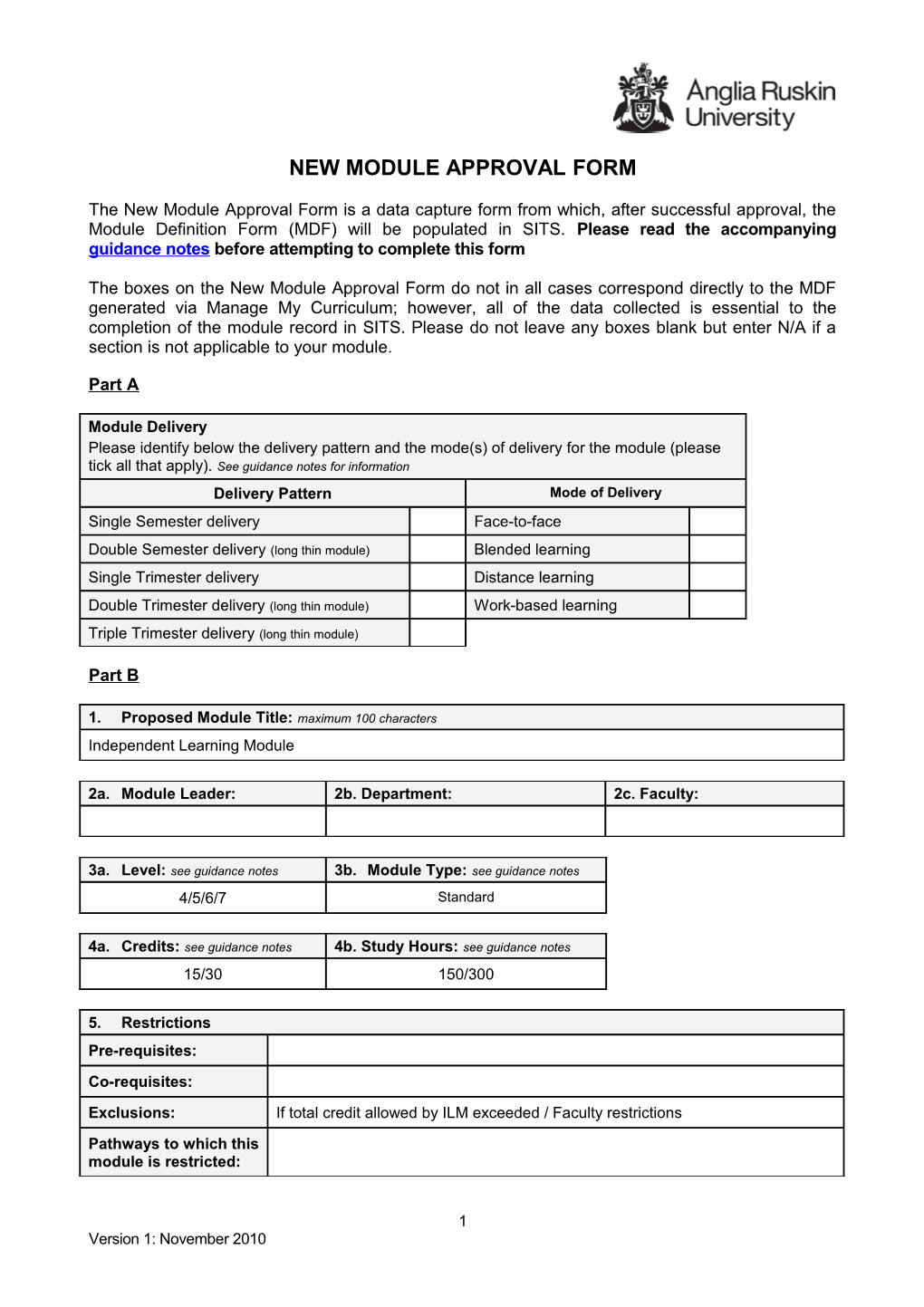 New Module Approval Form