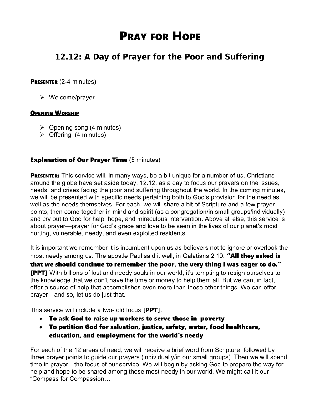 12.12: a Day of Prayer for the Poor and Suffering