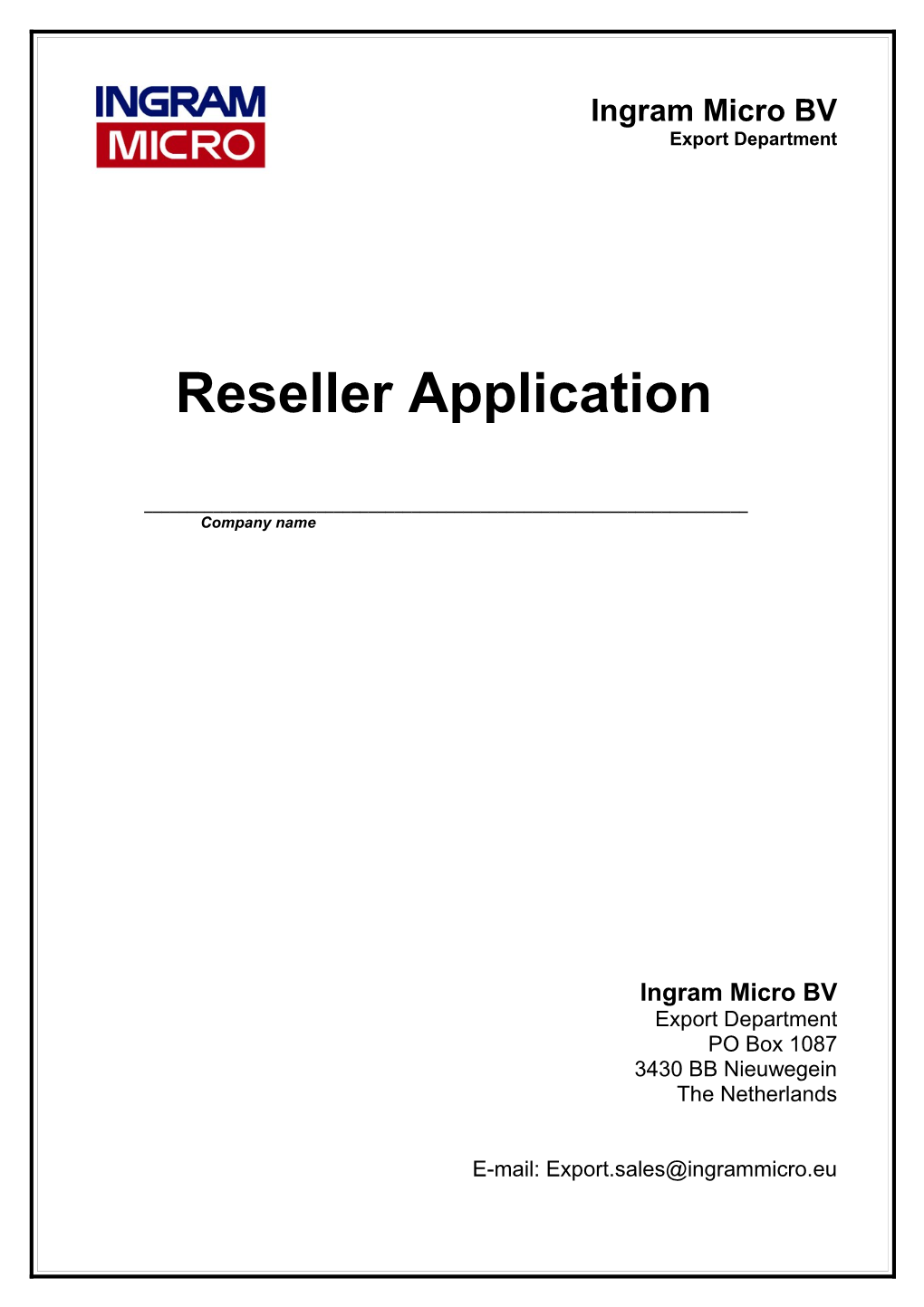 Reseller Application