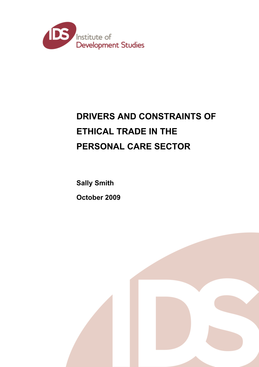 Ethical Trade in the Personal Care Sector
