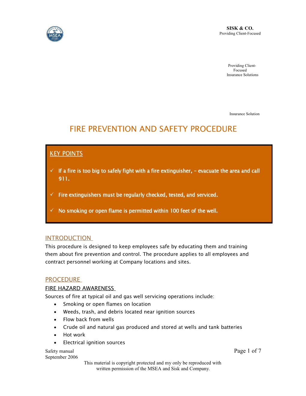 Fire Prevention and Safety Procedure