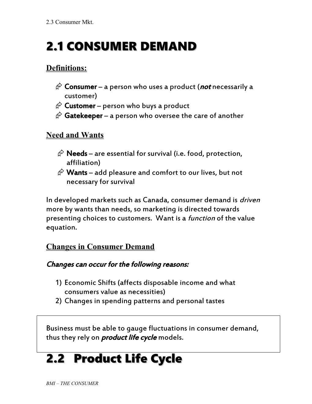 2.1 Consumer Demand