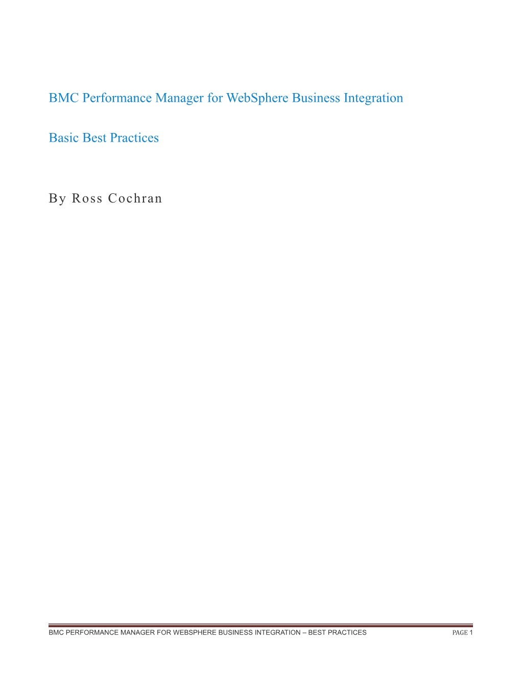 BMC Performance Manager for Websphere Businessintegration