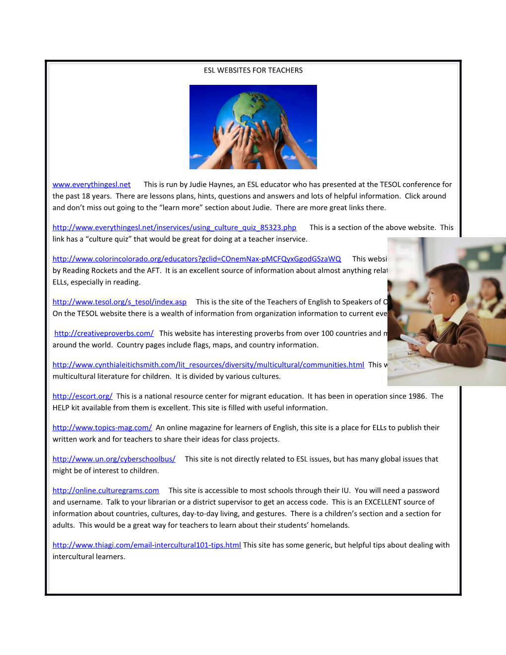 Esl Websites for Teachers