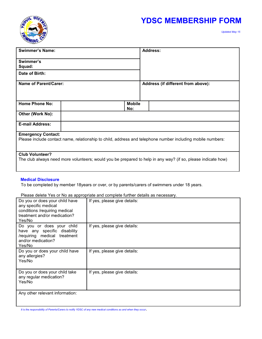 YDSC Application Form