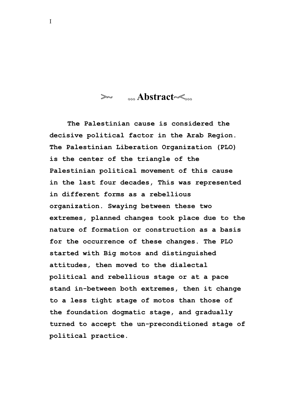 The Above Mentioned Facts Summarized the Stage of the Development of PLO During the Period