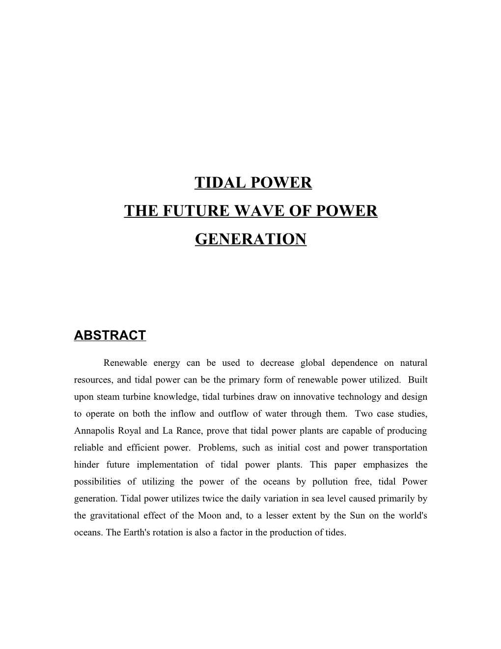 The Future Wave of Power Generation