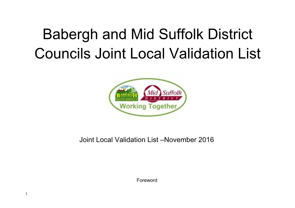 Babergh and Mid Suffolk District Councils Joint Local Validation List