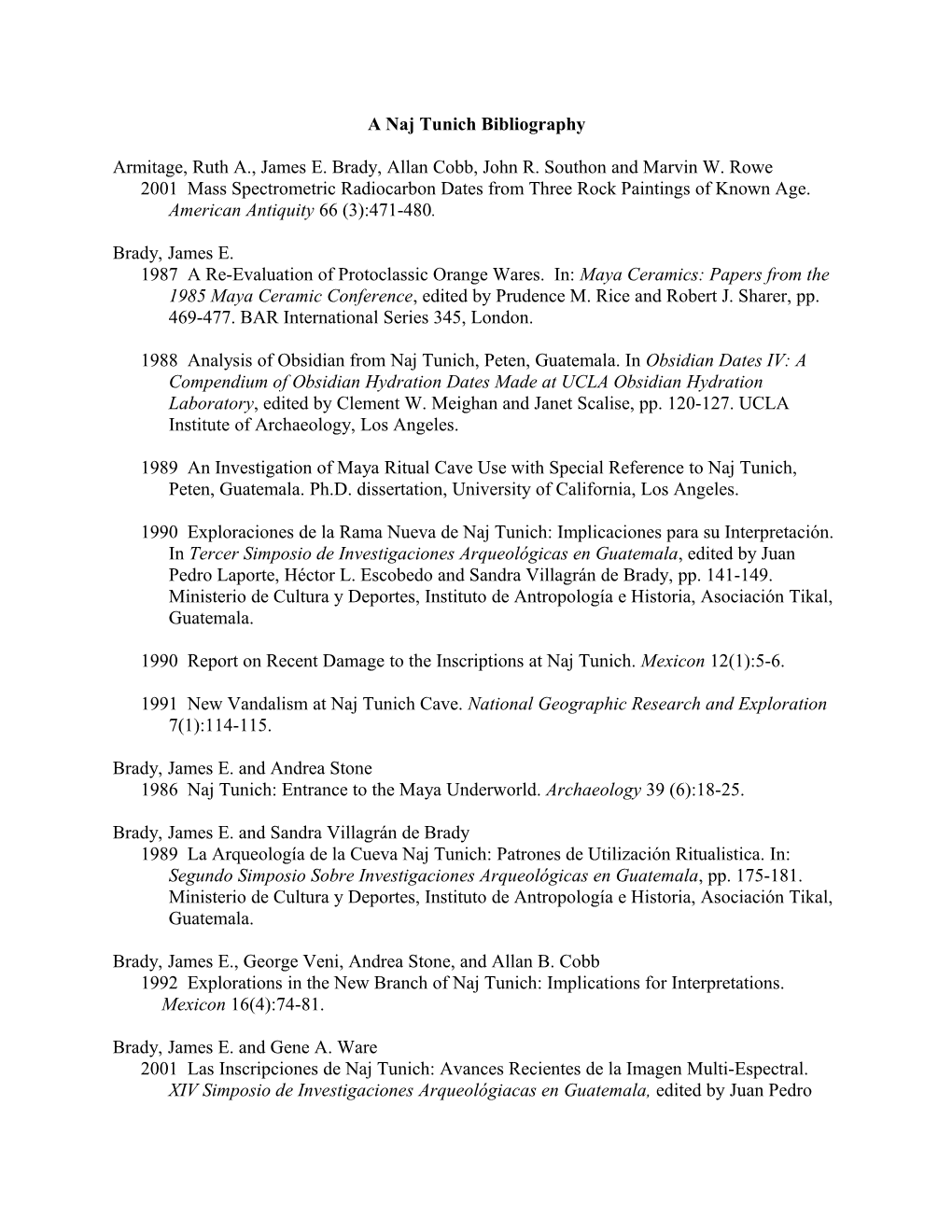 A Naj Tunich Bibliography