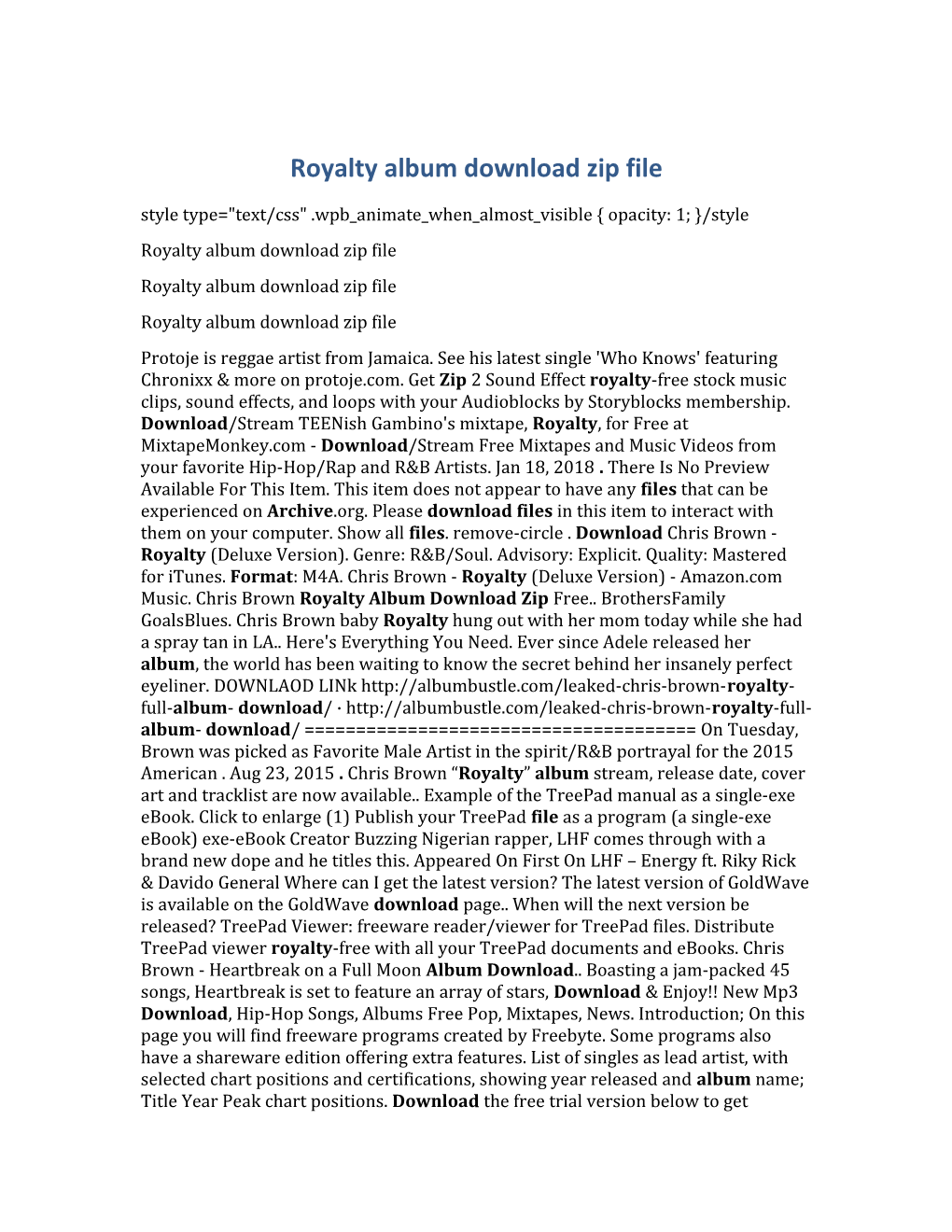 Royalty Album Download Zip File
