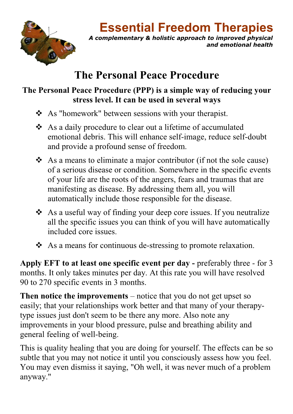 The Personal Peace Procedure