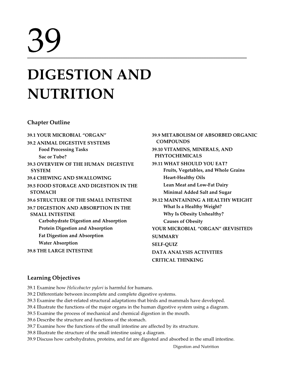 Digestion and Nutrition