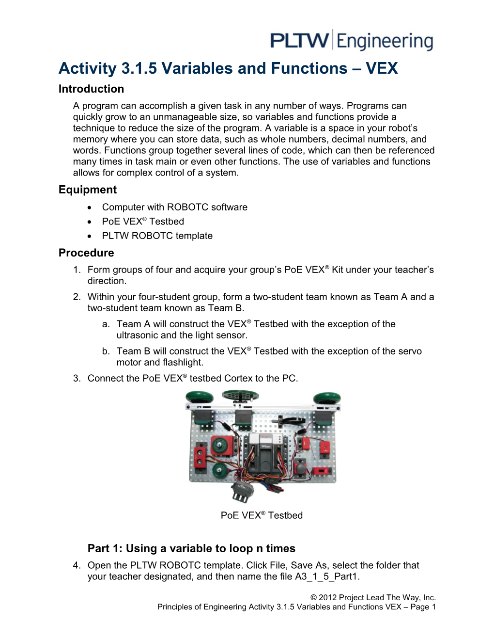 Activity 3.1.5 Variables and Functions VEX