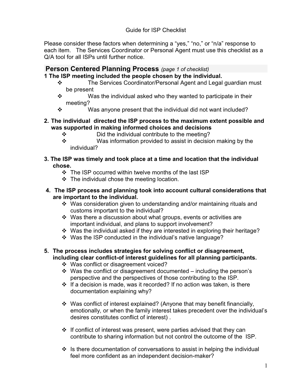 Conversational Guide for ISP Addendum