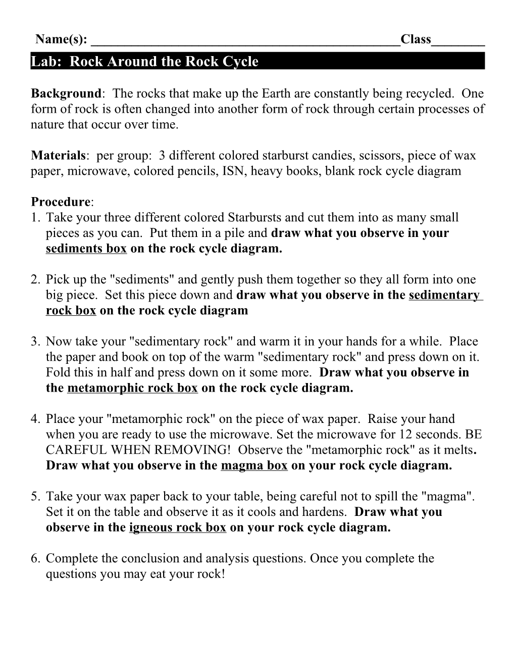 Lab: Rock Around the Rock Cycle