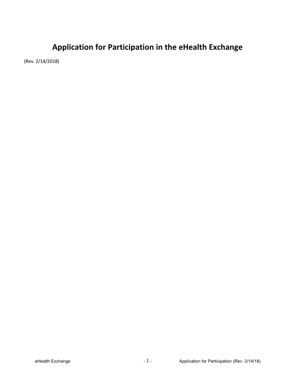 Application for Participation in the Ehealth Exchange