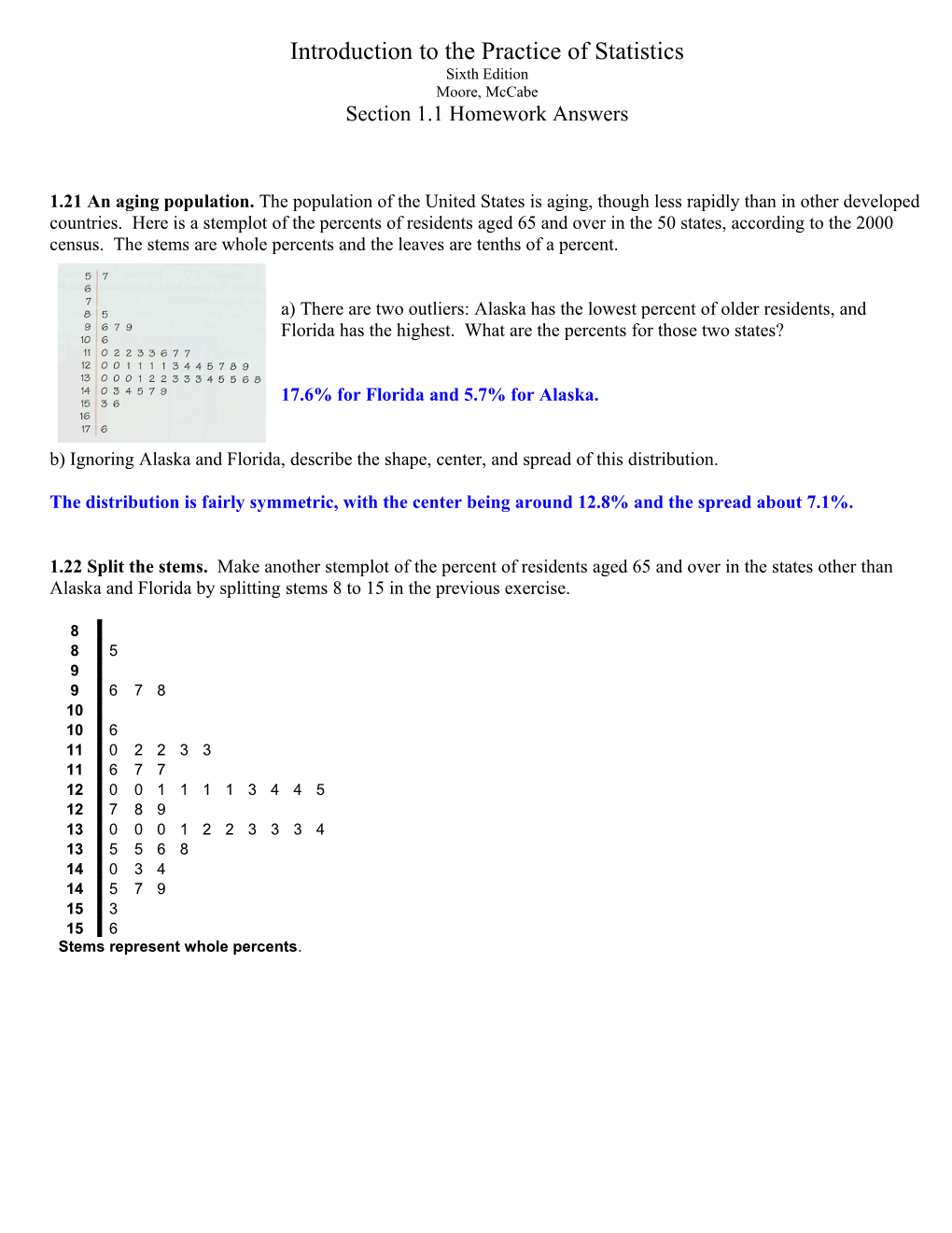 Introduction to the Practice of Statistics