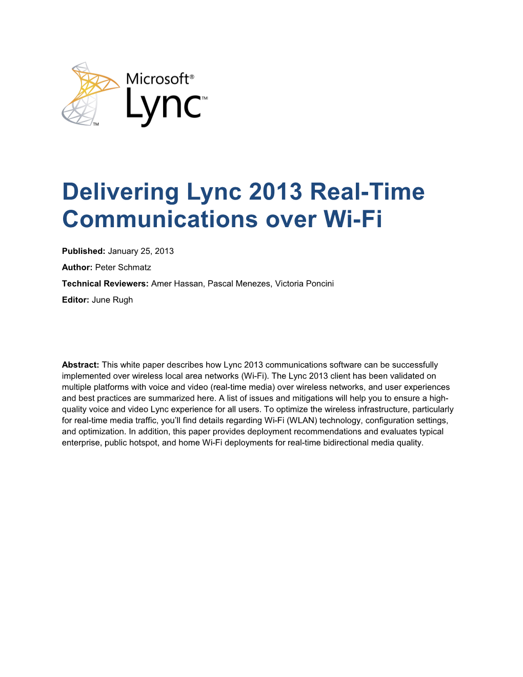 Lync 15 Wi-Fi Deployment Guide