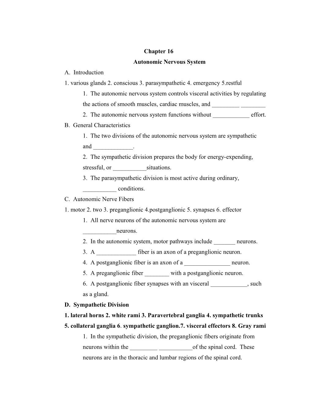 Autonomic Nervous System