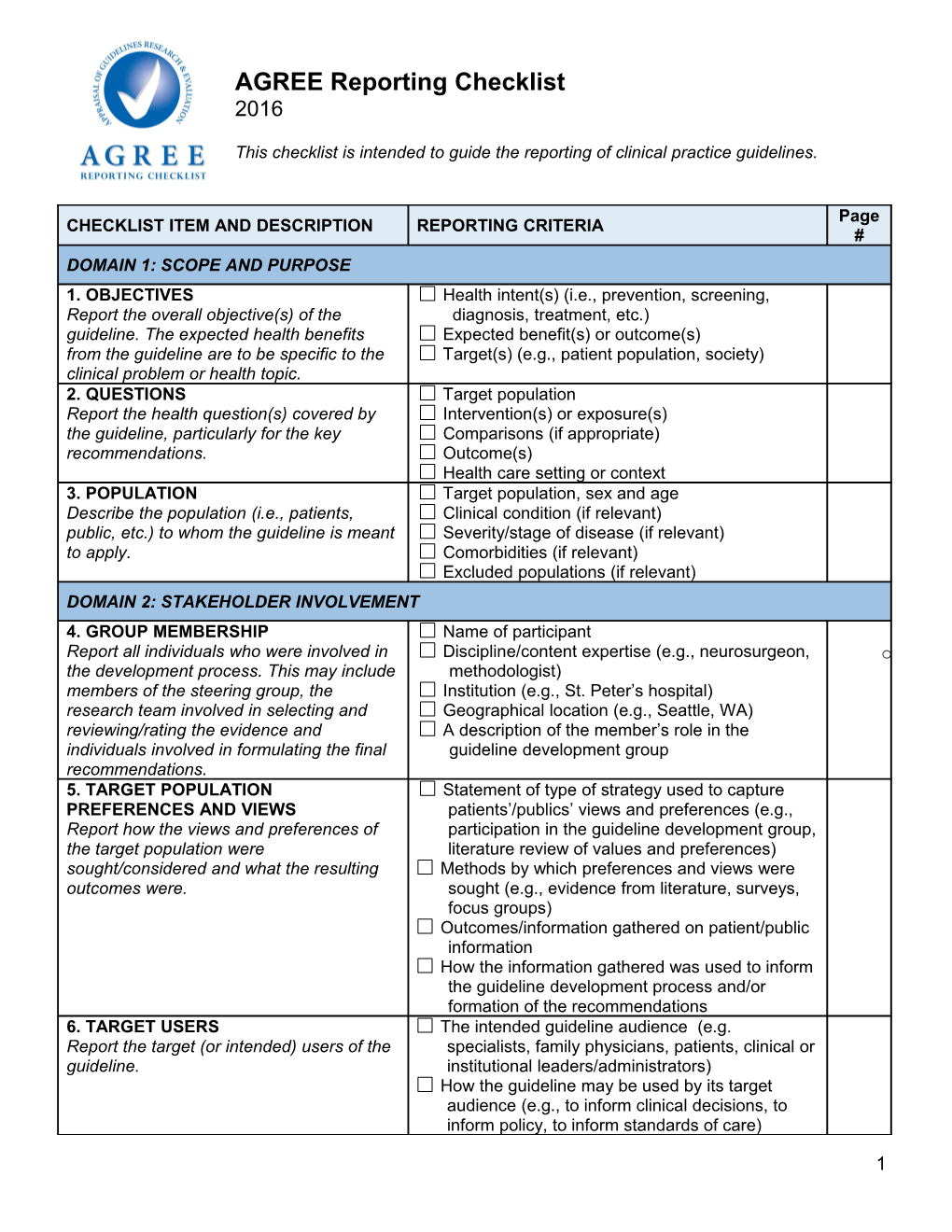 This Checklist Is Intended to Guide the Reporting of Clinical Practice Guidelines