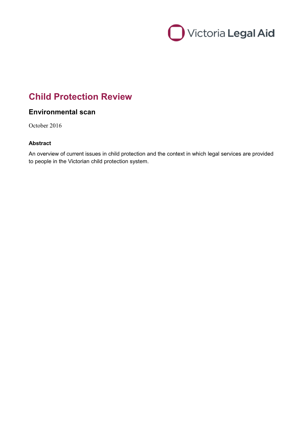 Child Protection Review Environmental Scan