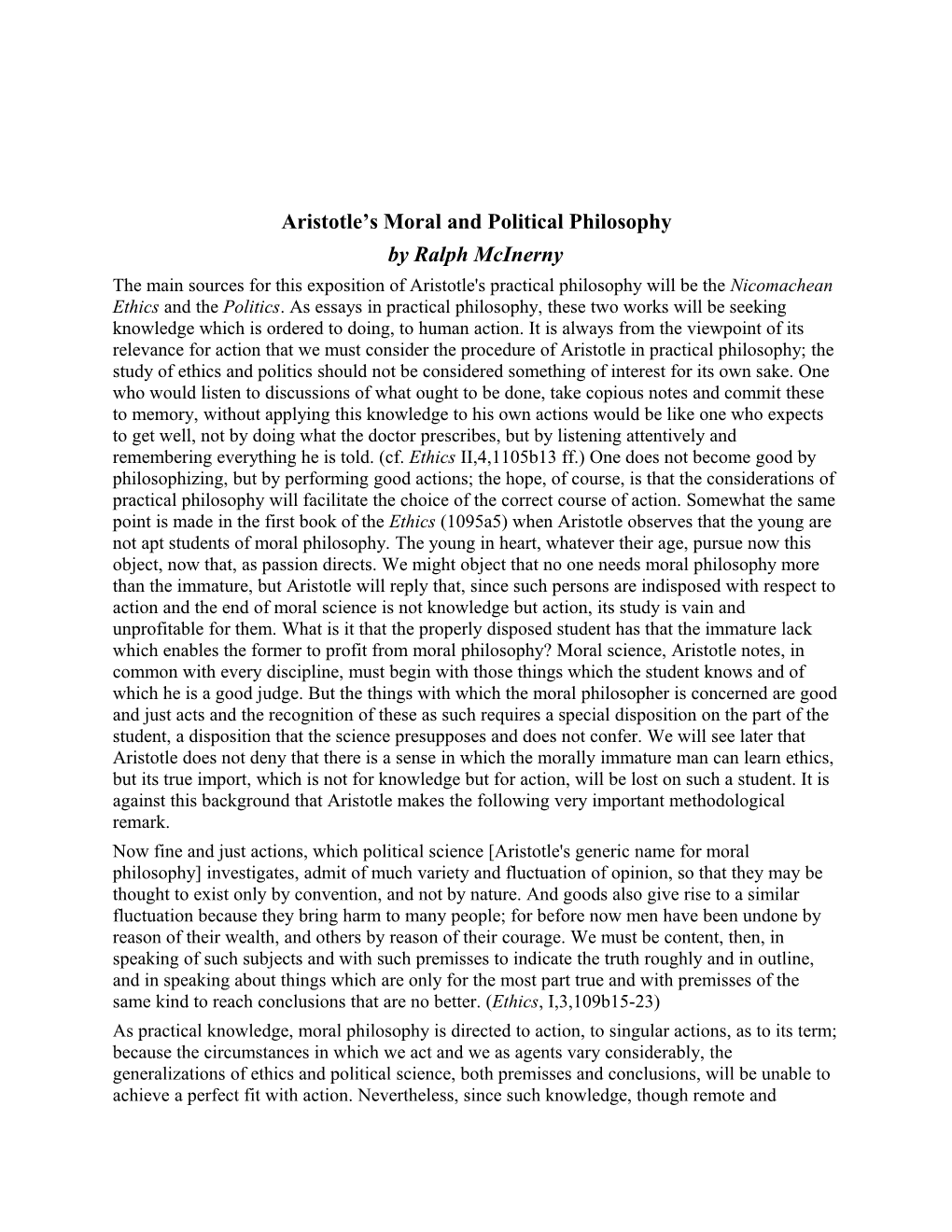 Aristotle S Moral and Political Philosophy