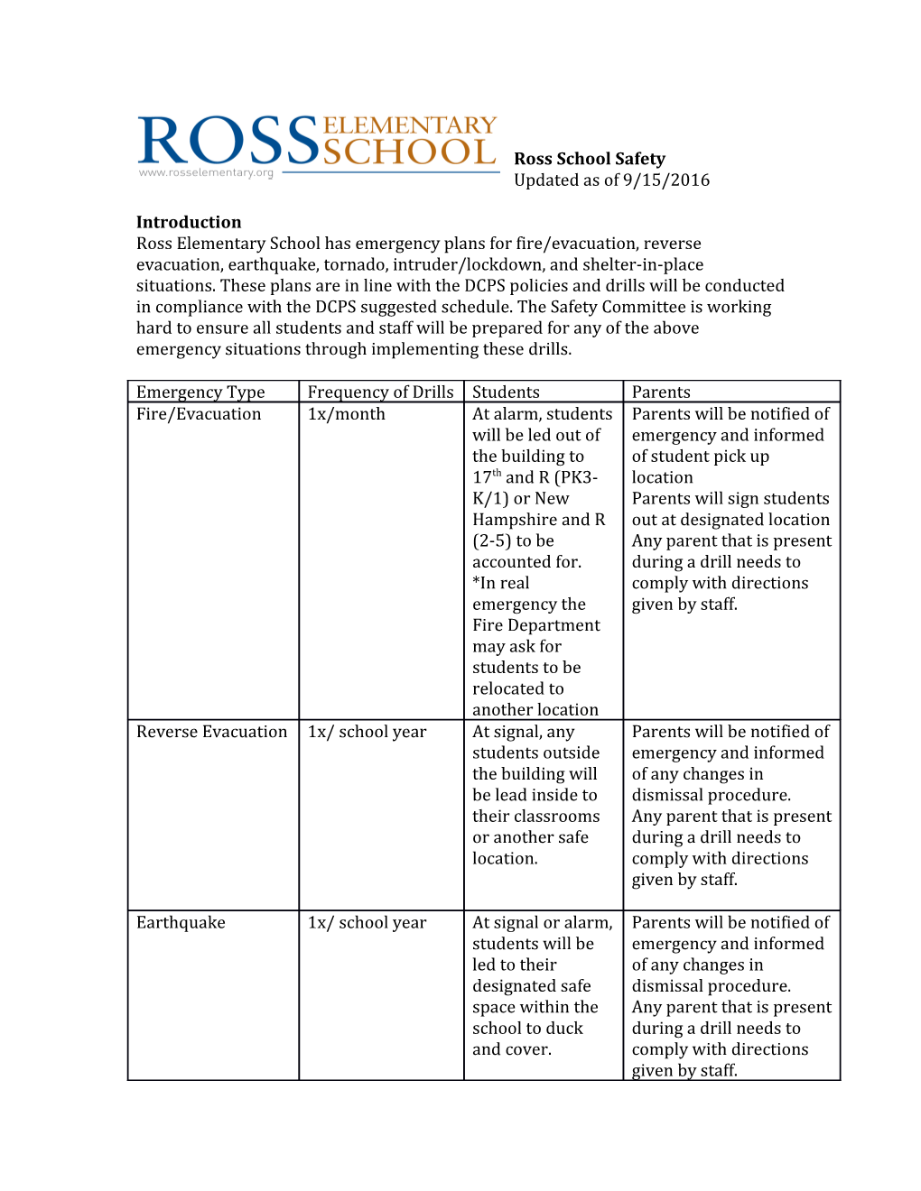Ross School Safety