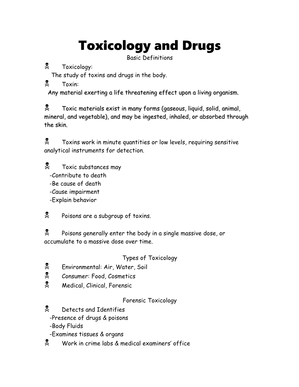 Toxicology and Drugs