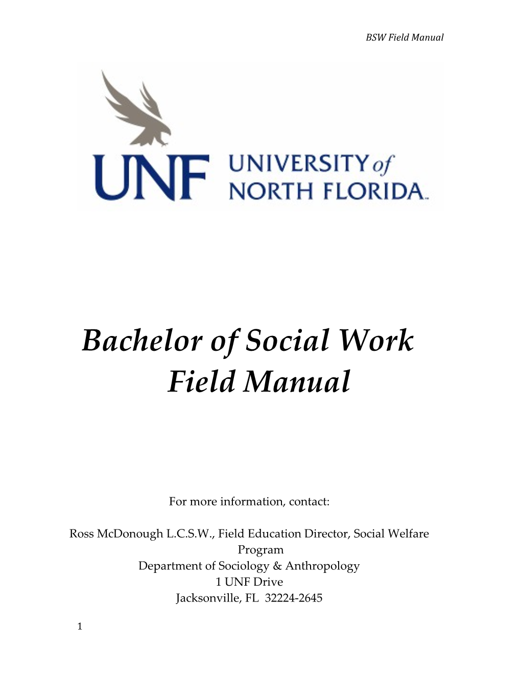 Bachelor of Social Work Field Manual