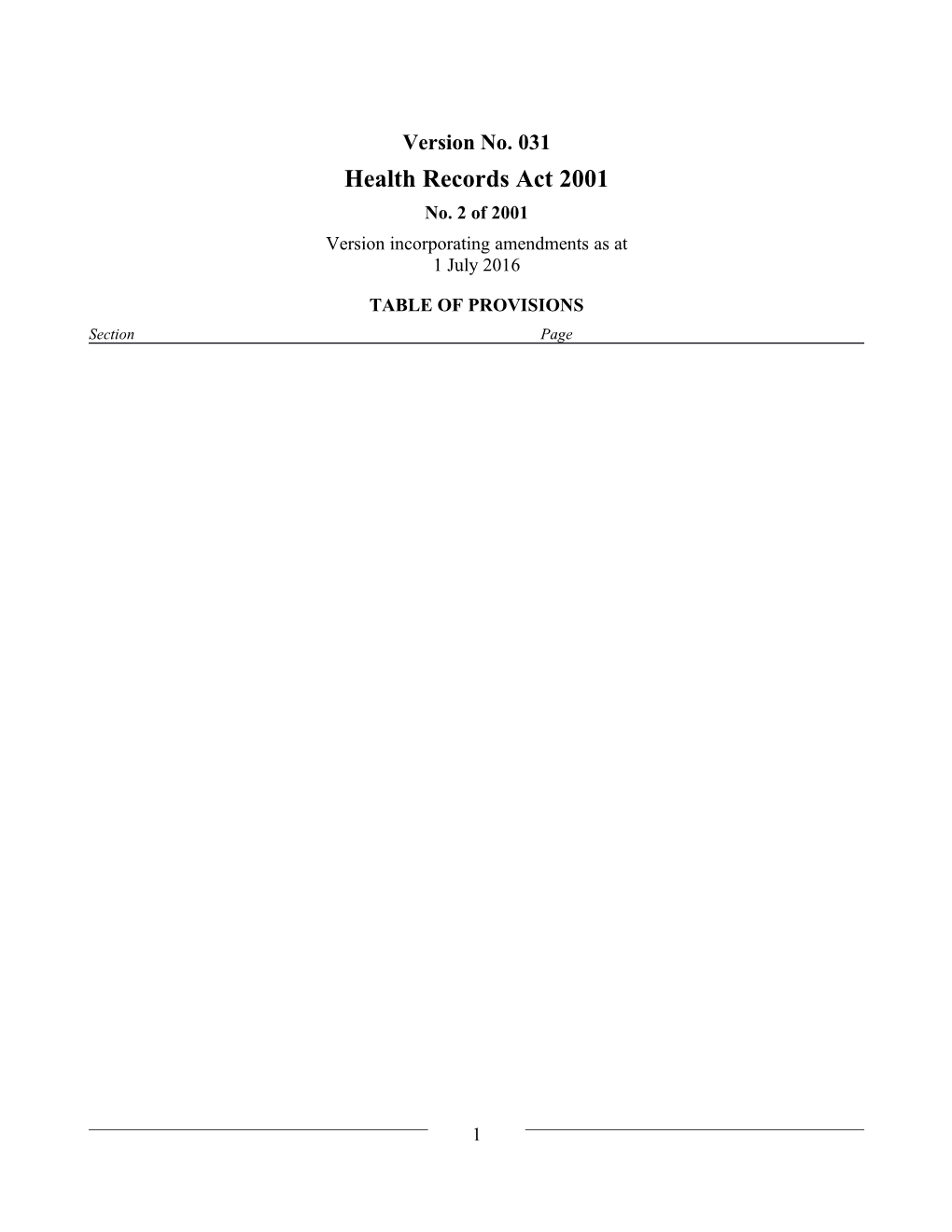 Health Records Act 2001