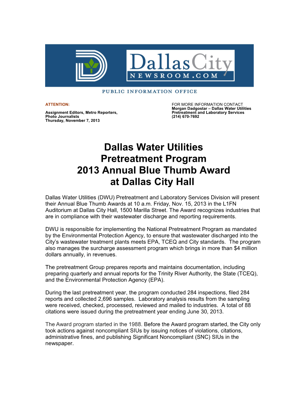 Morgan Dadgostar Dallas Water Utilities