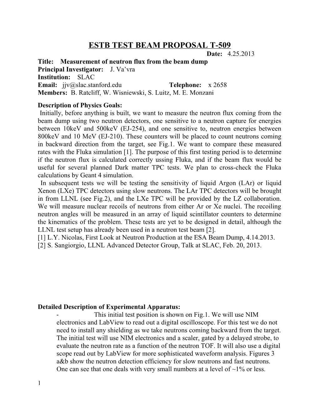 Estb Test Beam Proposal T-509