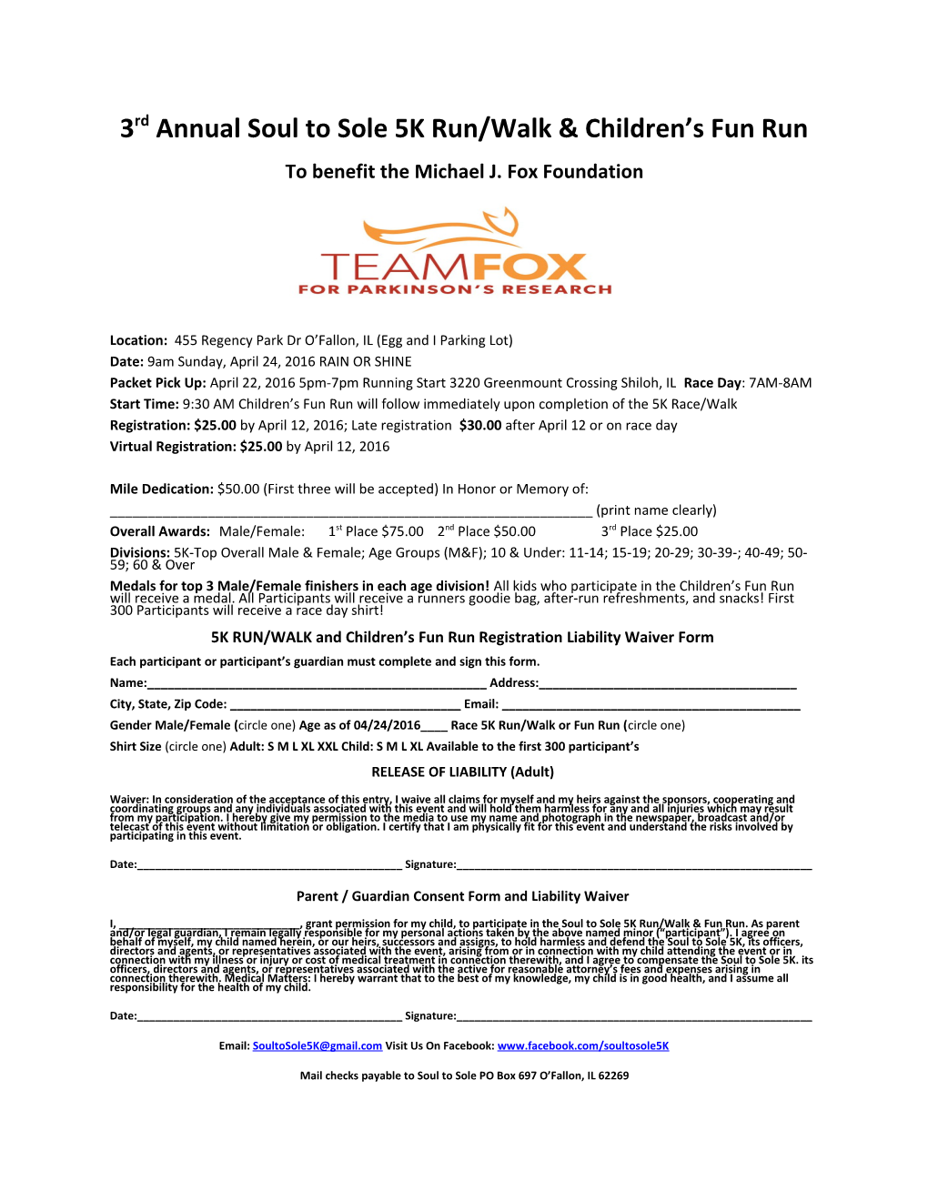 3Rd Annual Soul to Sole 5K Run/Walk & Children S Fun Run