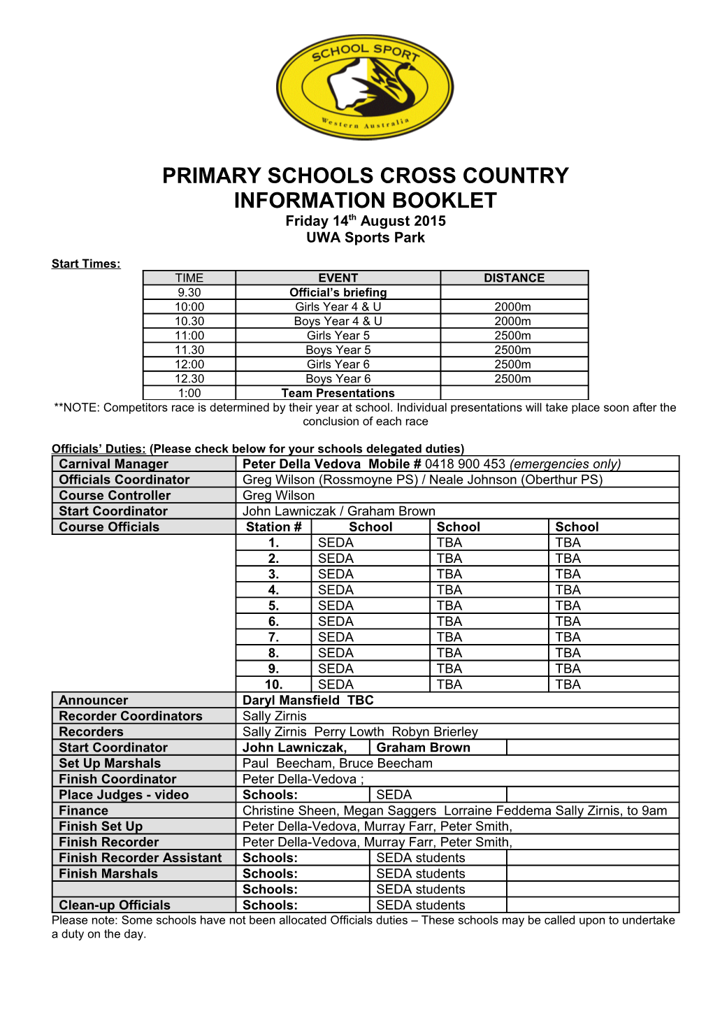 Primary Schools Cross Country