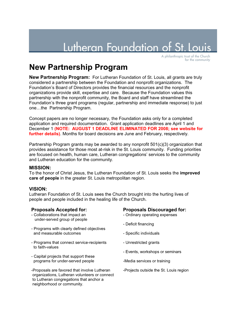 New Partnership Program