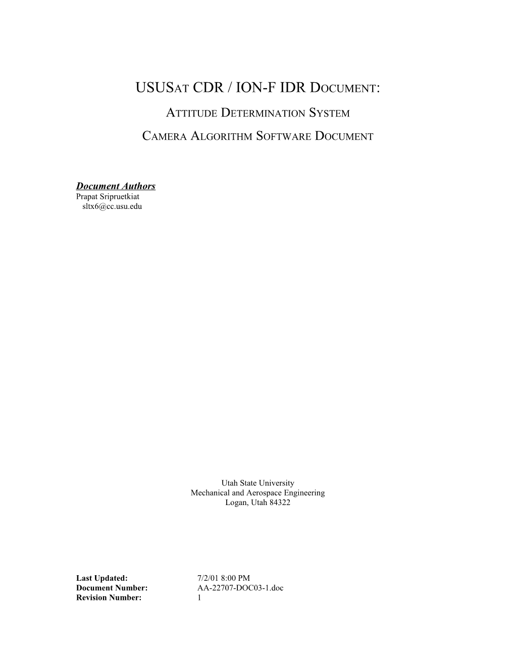 Ususat Cdr / Ion-F Idr Document