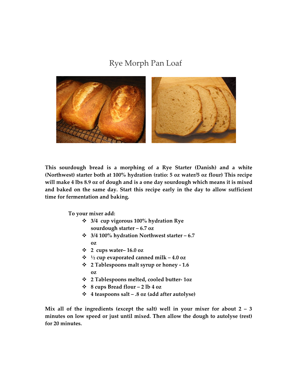 Rye Morph Pan Loaf