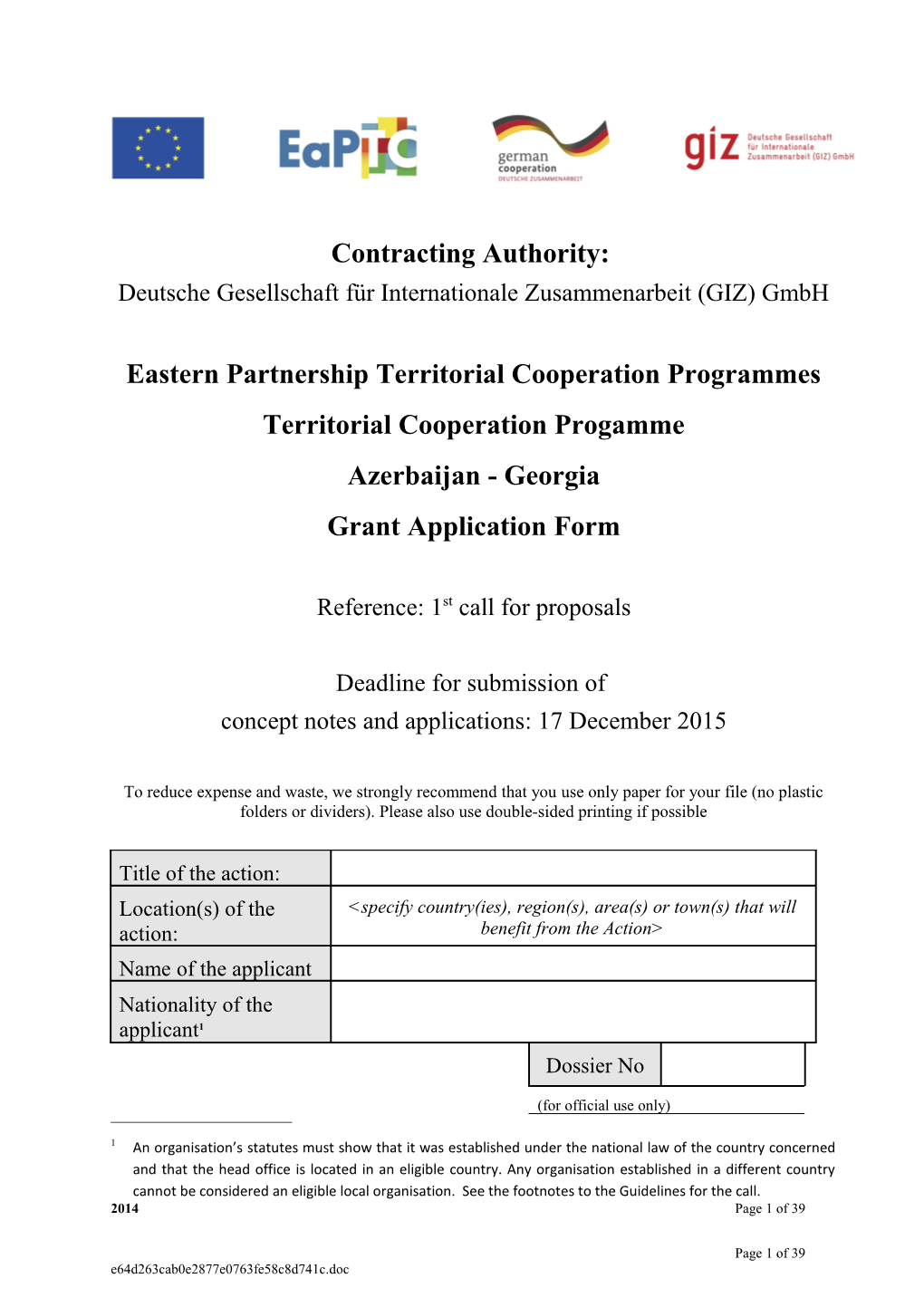Eastern Partnership Territorial Cooperation Programmes