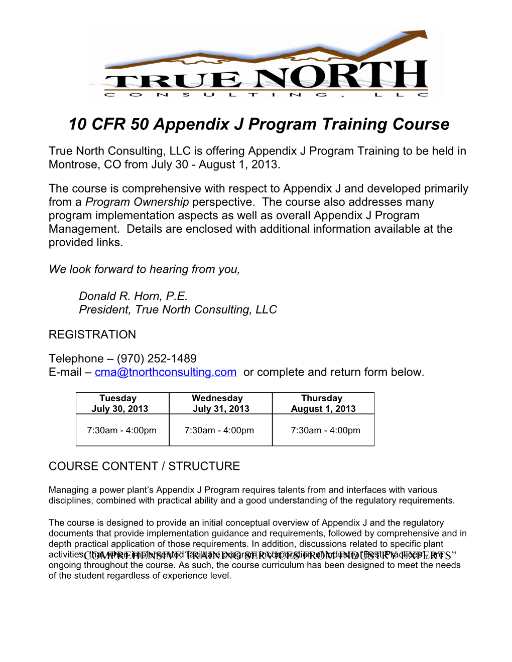 10 CFR 50 Appendix J Programtraining Course