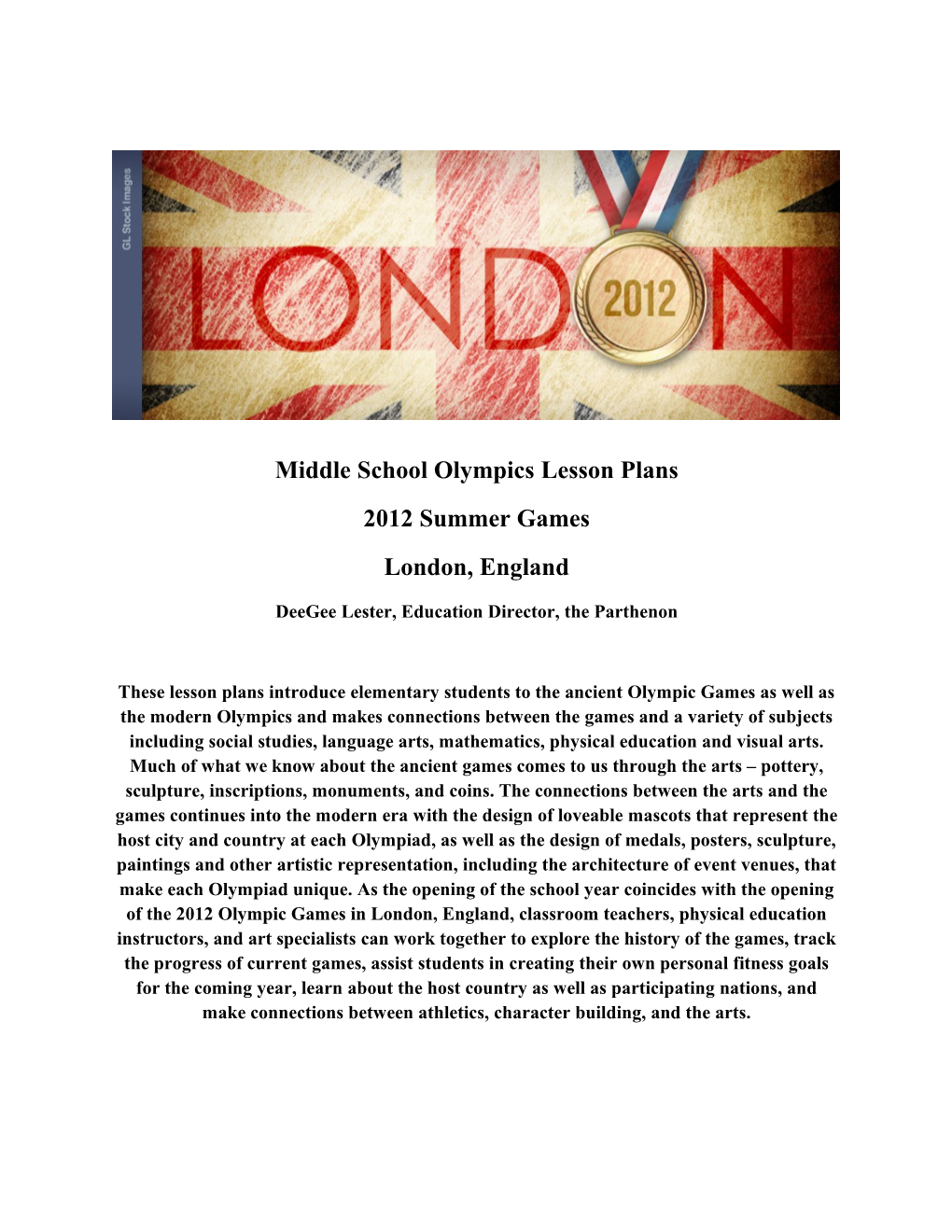 Middle School Olympics Lesson Plans
