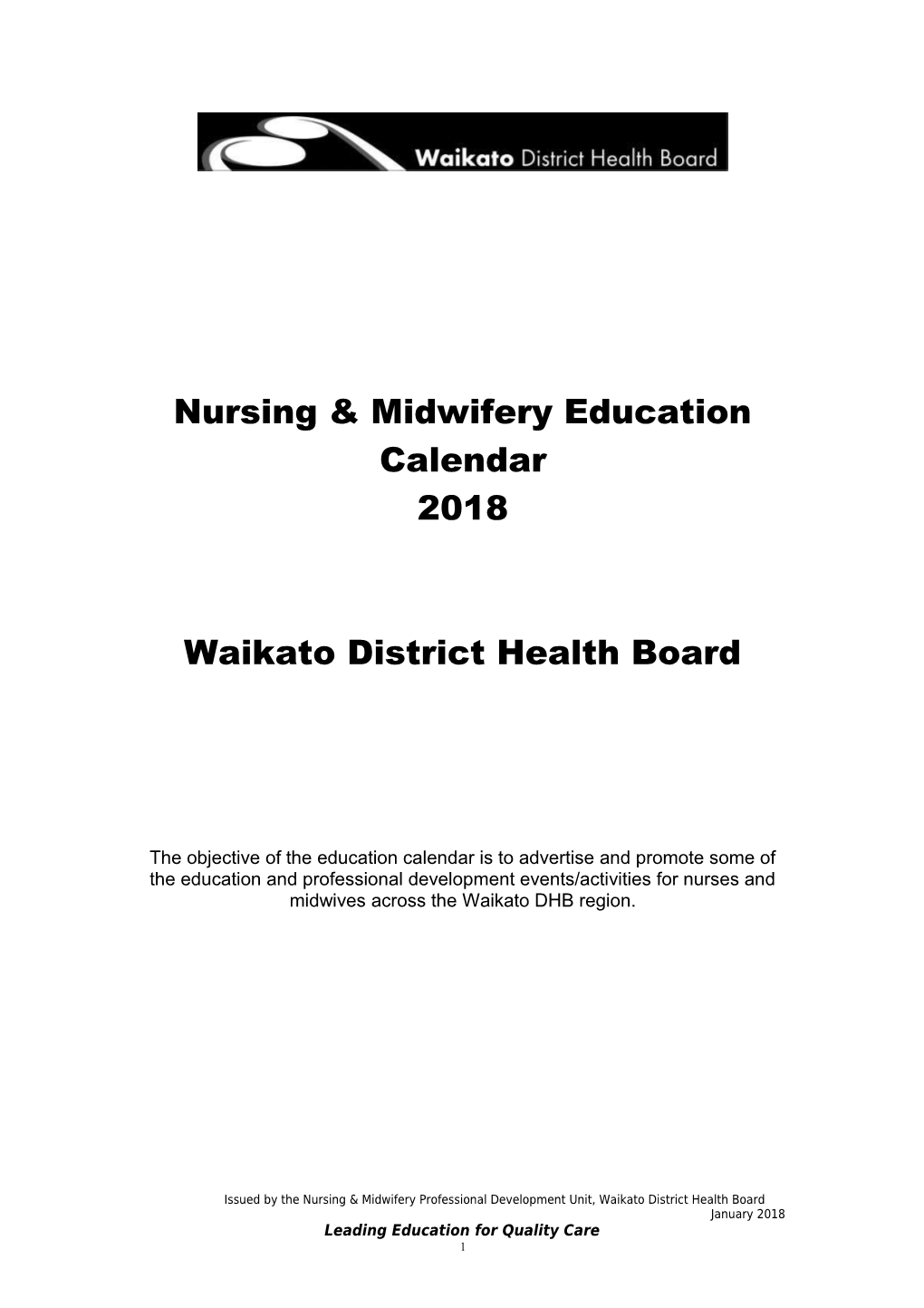 Nursing & Midwifery Education Calendar