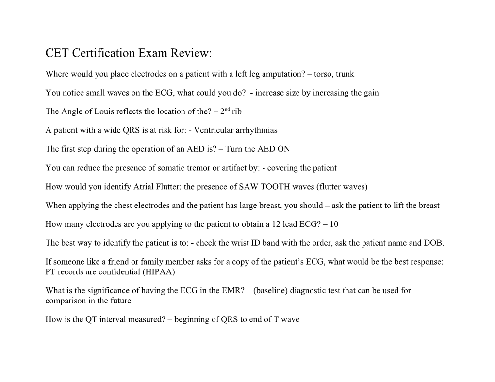 CET Certification Exam Review