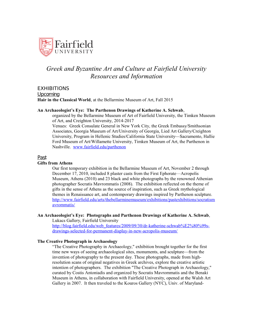 Greek and Byzantine Art and Culture at Fairfield University