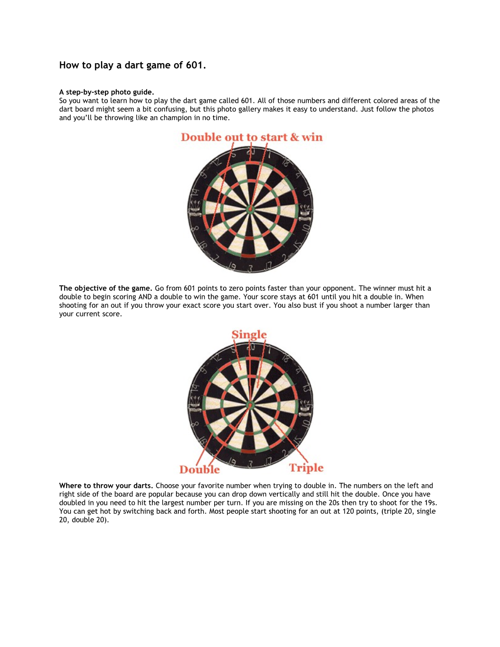How to Play a Dart Game of 601