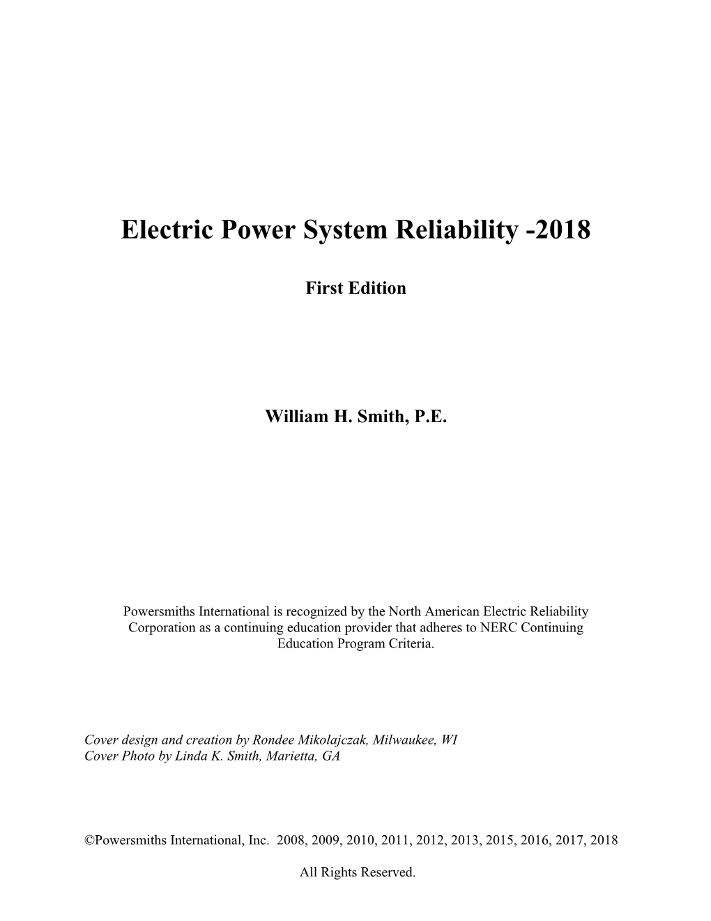 Electric Power System Reliability -2018