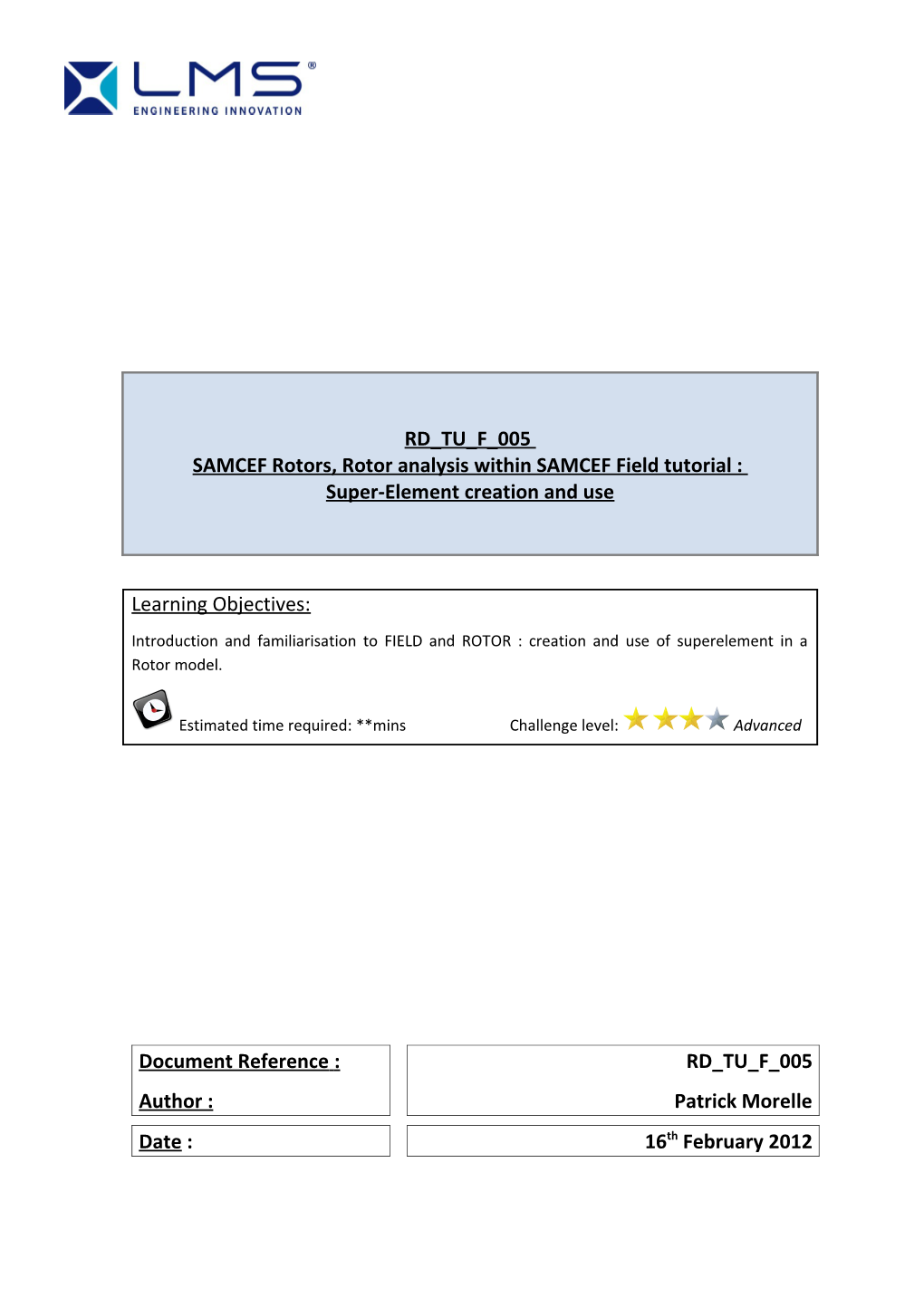 1Creation and Use of a Superlement in a Rotor Model