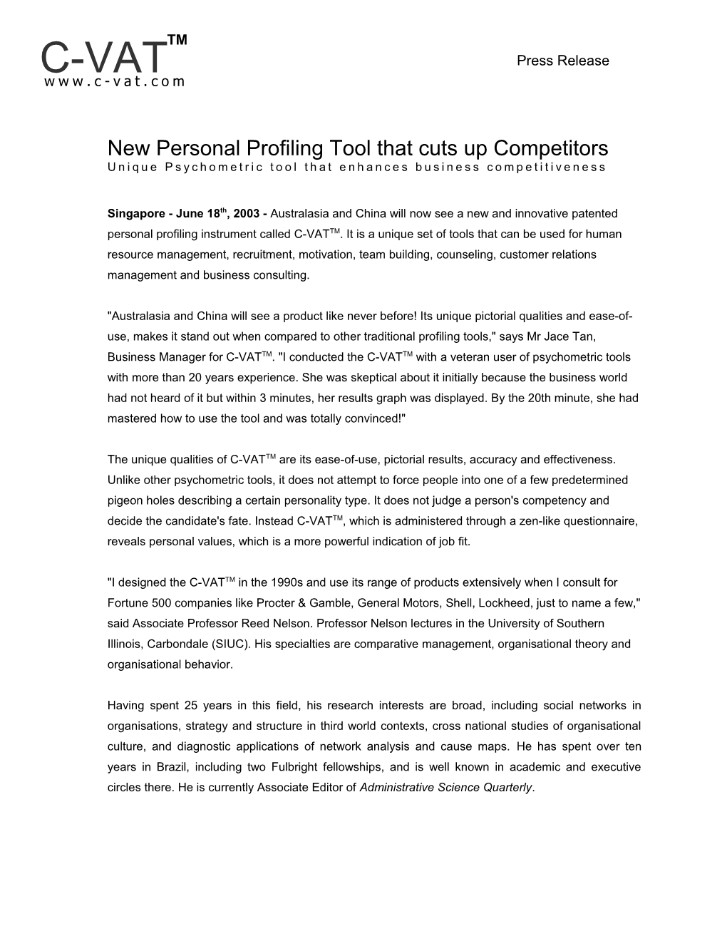 New Personal Profiling Tool That Cuts up Competitors