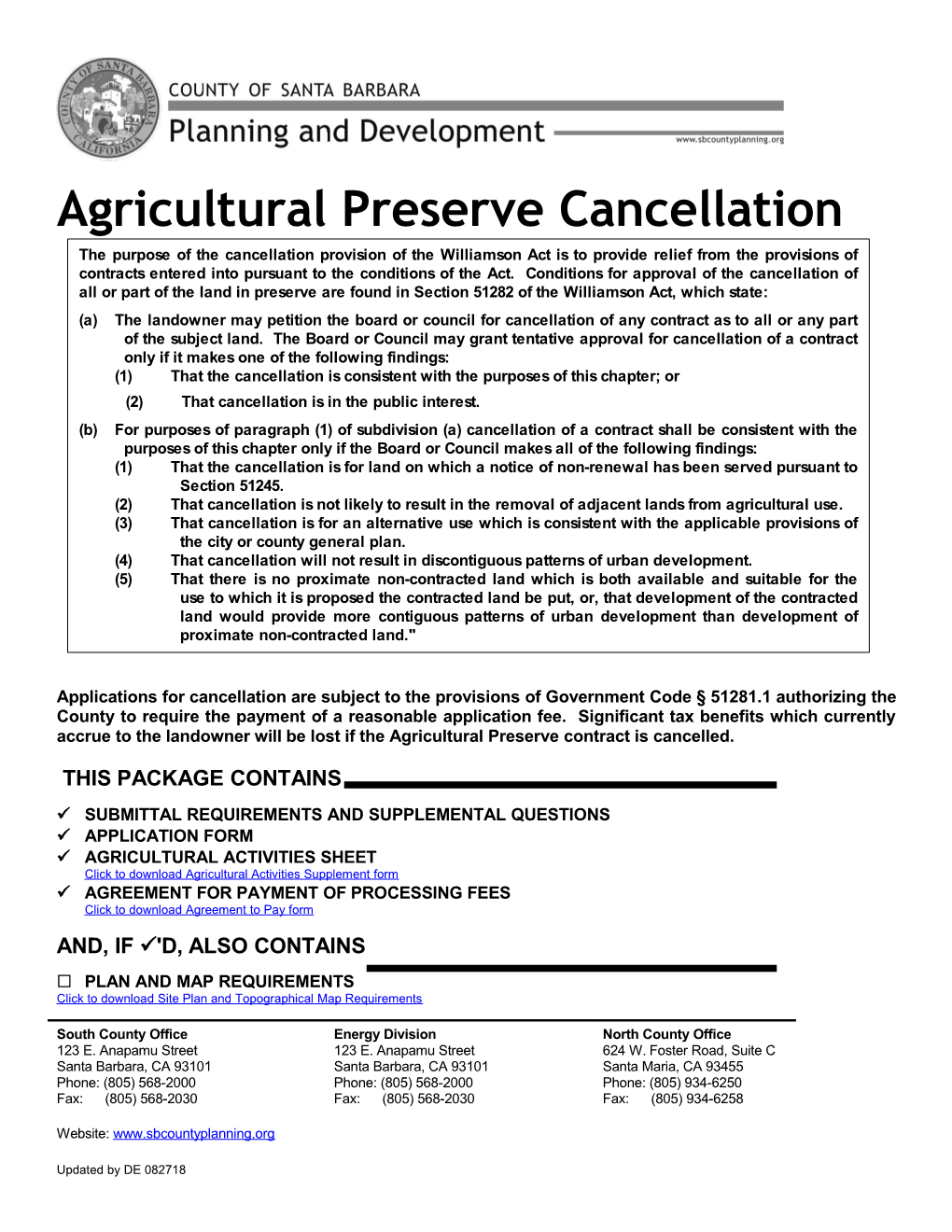 Agricultural Preserve Contract - Cancellation